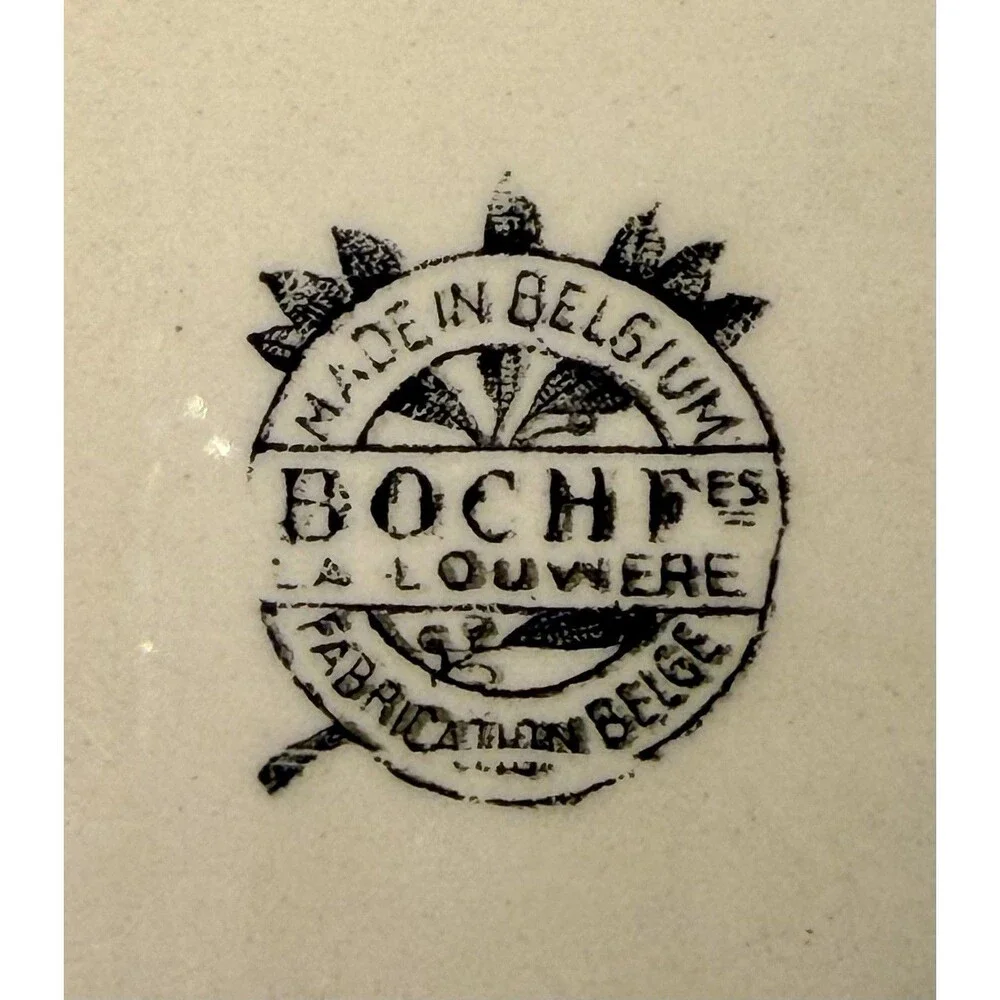 Antique 1900 Sepia Plate Boch la Louviere Black White/Ivory Set Of Four Plates